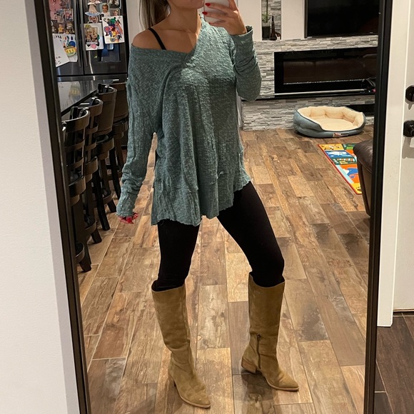 Free People Sweaters - Free People Ocean Air Hacci Top Color Misty Forest